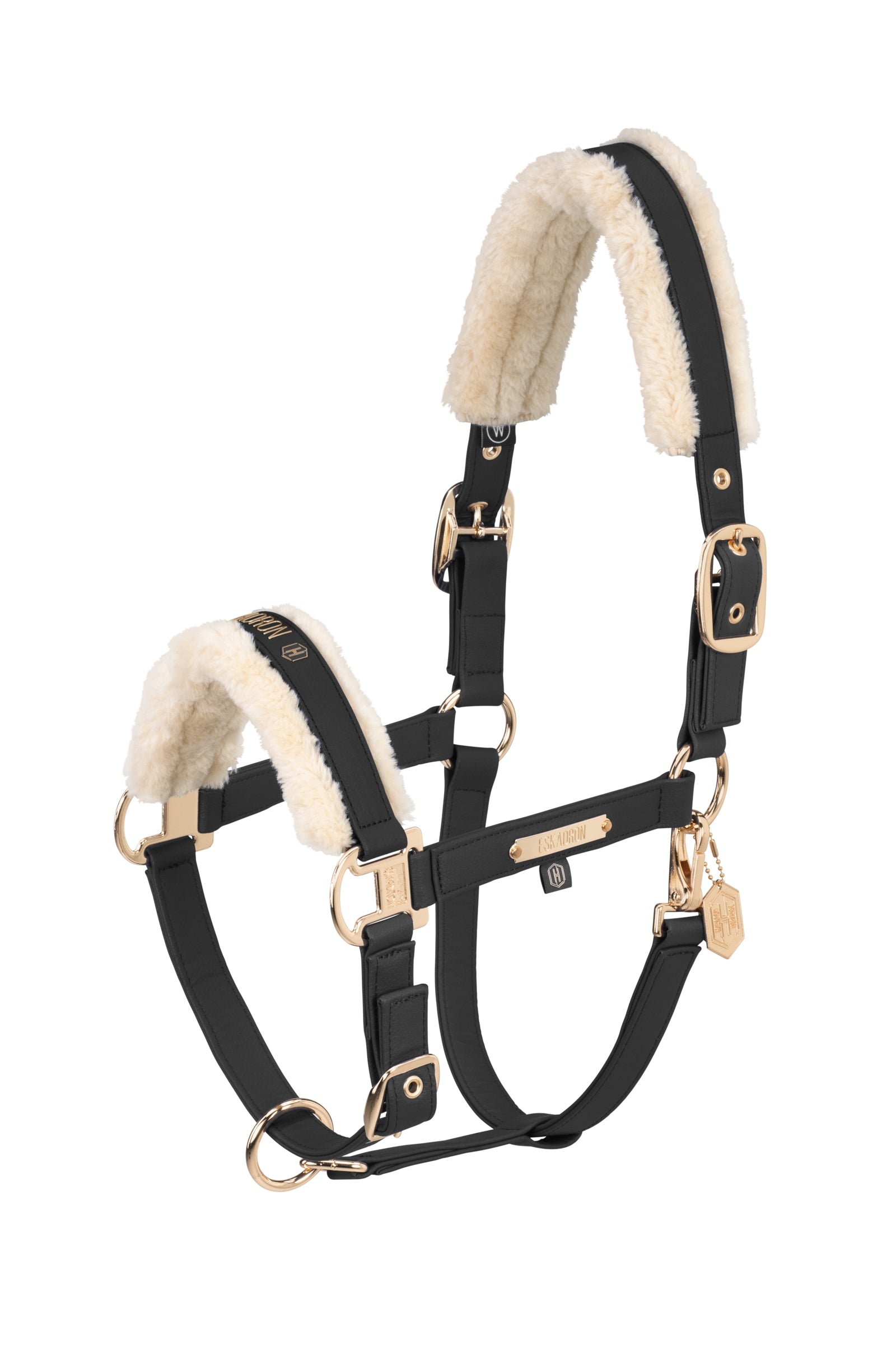 Eskadron Heritage AW24 Obojek na hlavu z umělé kůže Double Pin s umělou kožešinou Halters & Leads