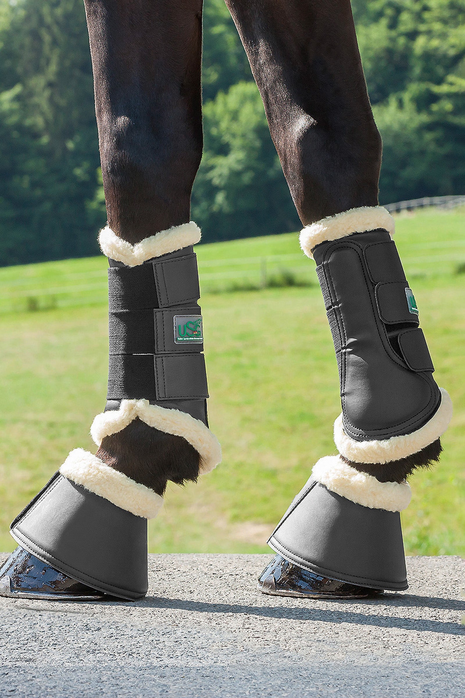 USG Breathopren Bell Boots with Faux Fur Leg Protection & Hoof Protection for Horses