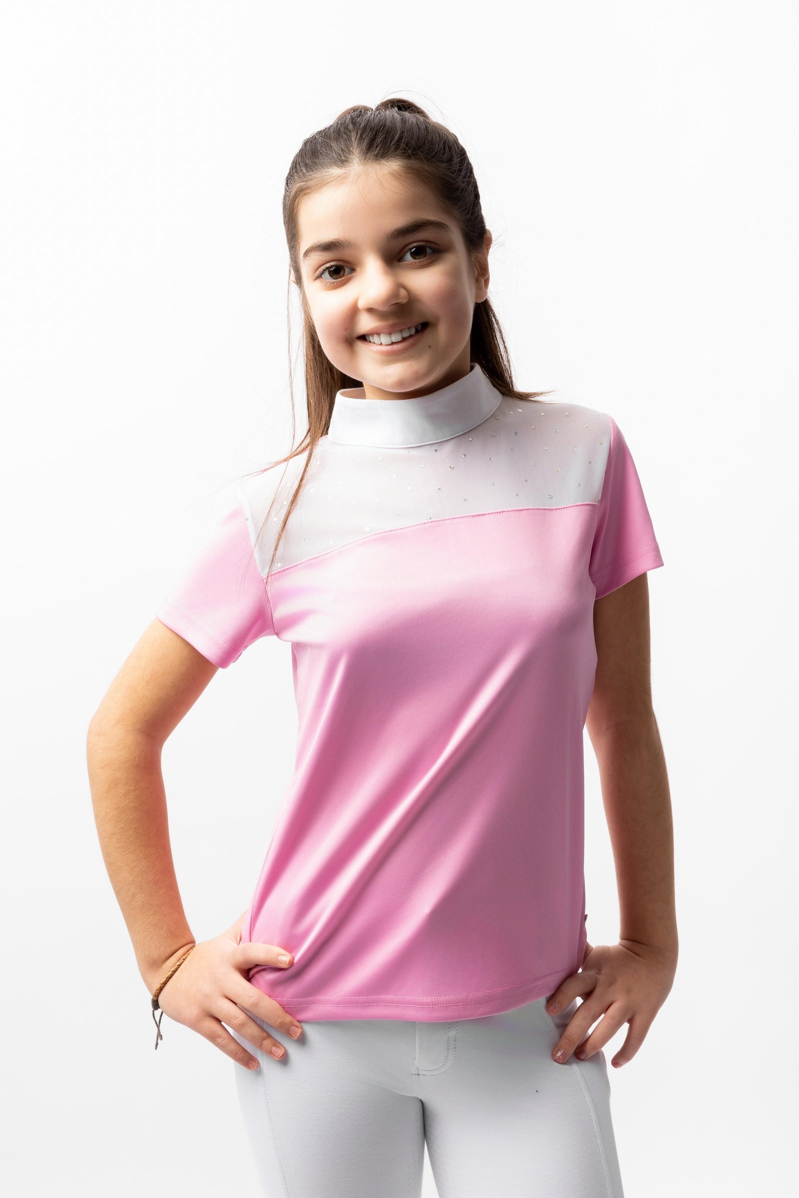Horze Kaya Dětské závodní tričko s kamínkovým detailem Kids Apparel