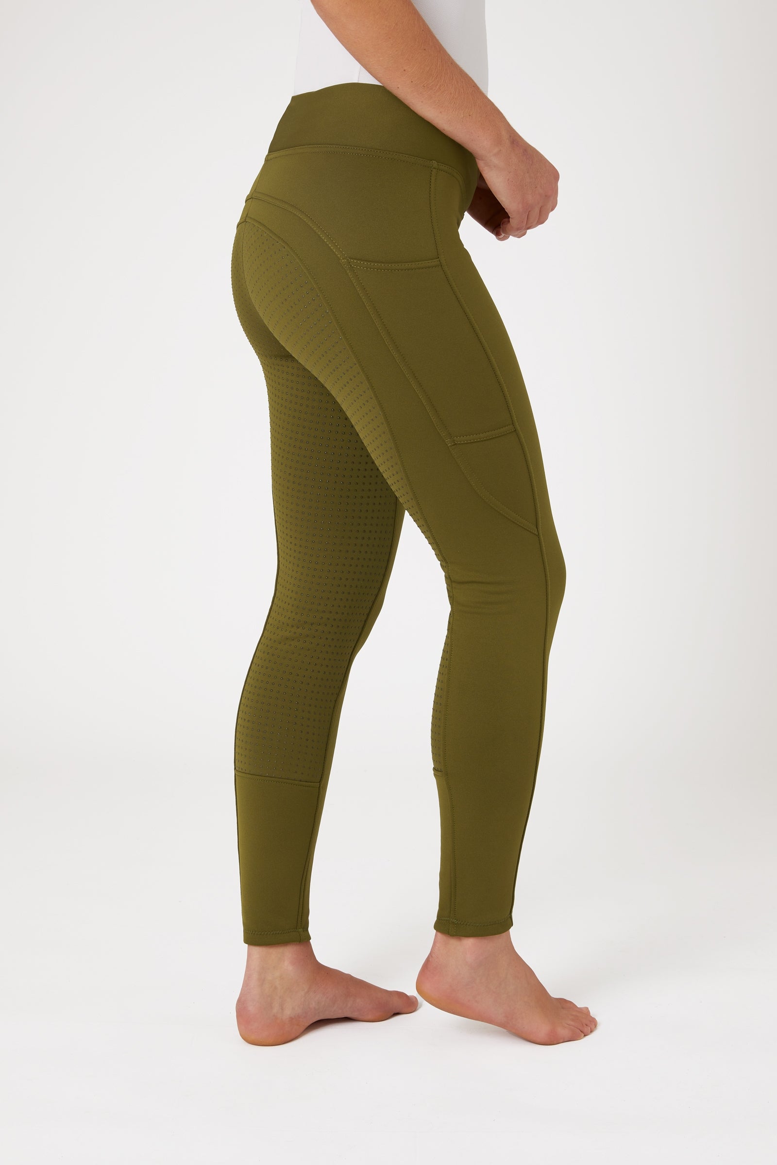 Horze Dámské zimní jezdecké punčochy Active Full Grip s kapsou na telefon Womens Breeches