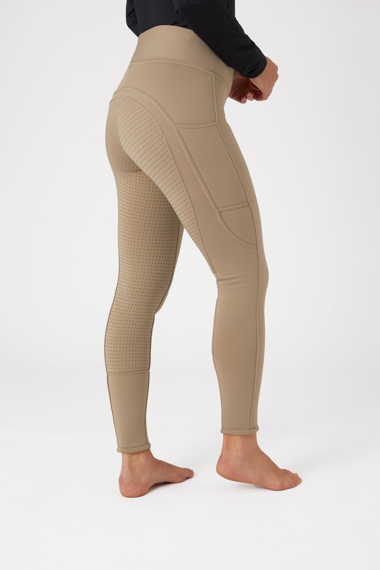Horze Dámské zimní jezdecké punčochy Active Full Grip s kapsou na telefon Womens Breeches