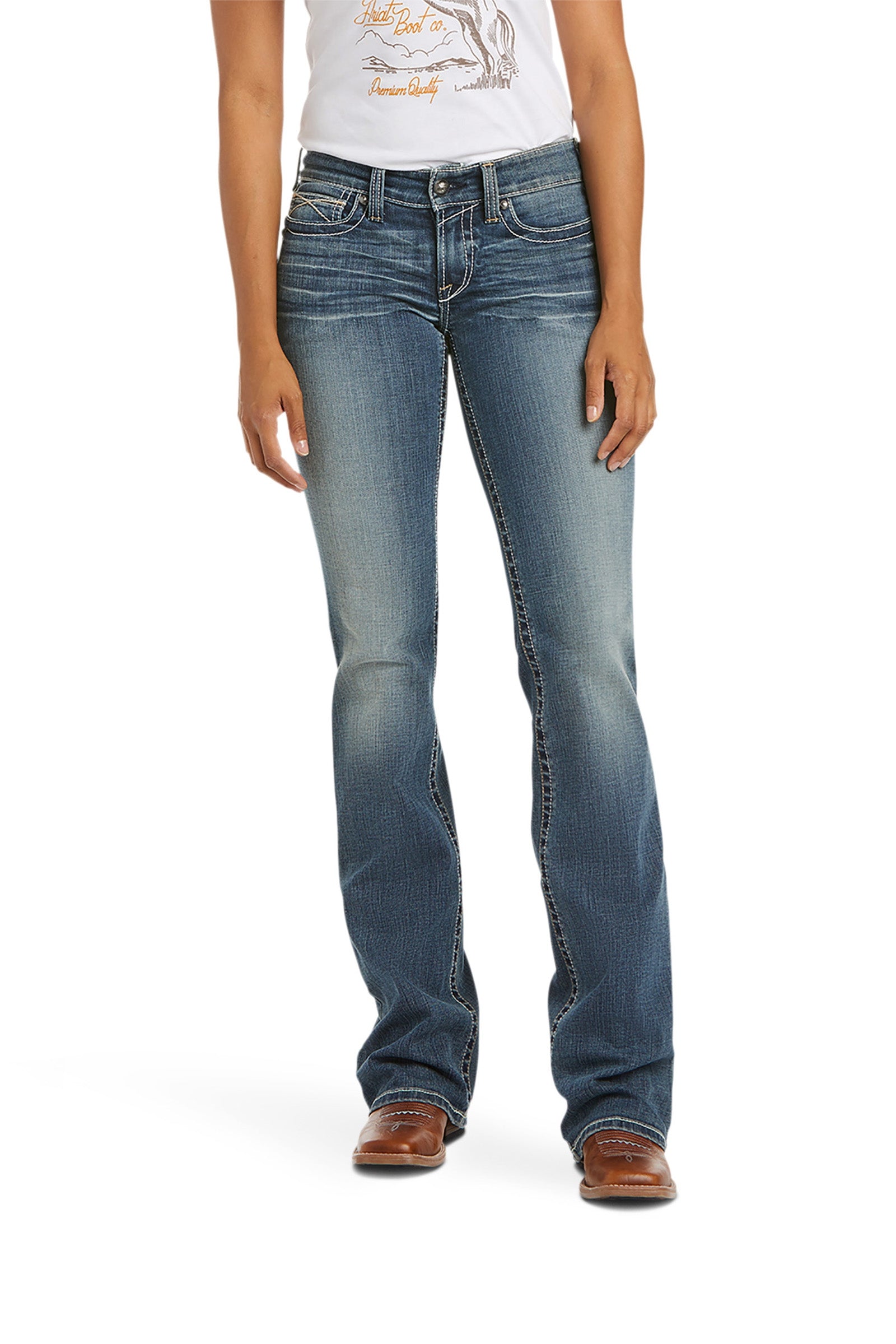 Ariat Whipstitch R.E.A.L. Bootcut stretch džíny s středně vysokým pasem Womens Breeches