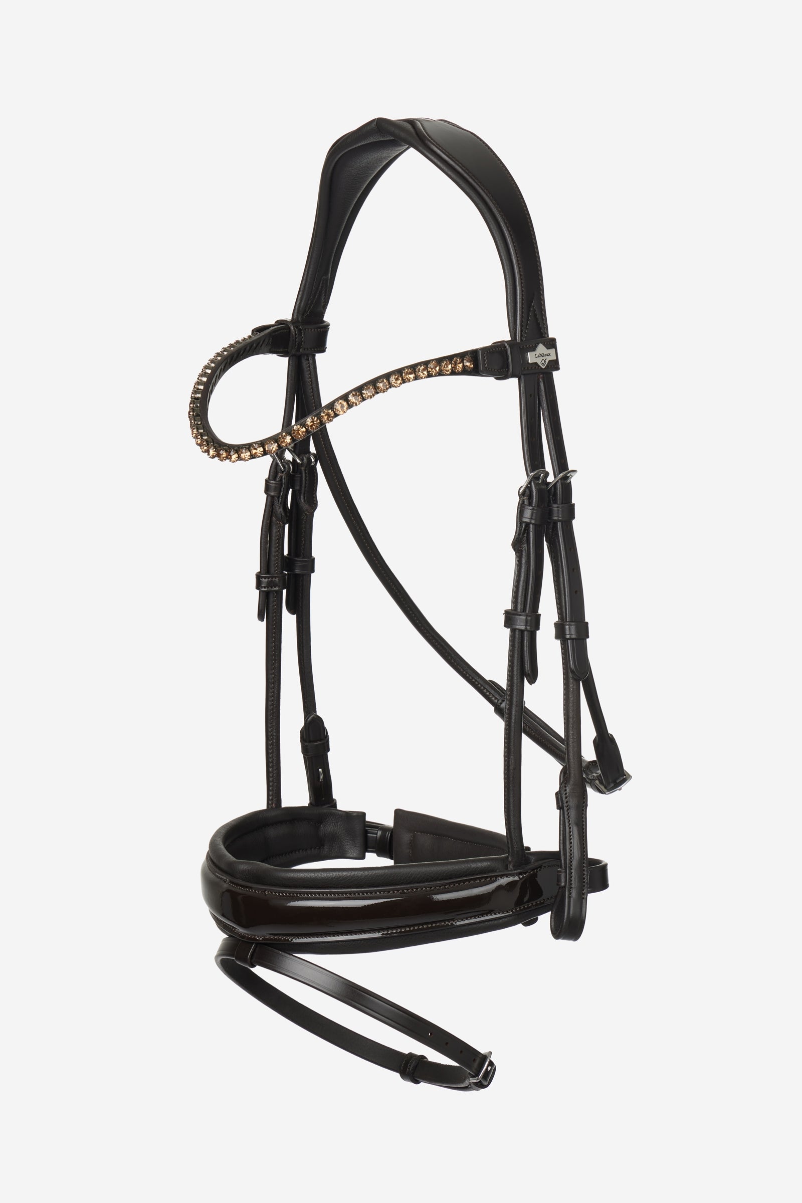 LeMieux Kudos Drezurní Uzdečka z Lakované Kůže Bridles & Reins