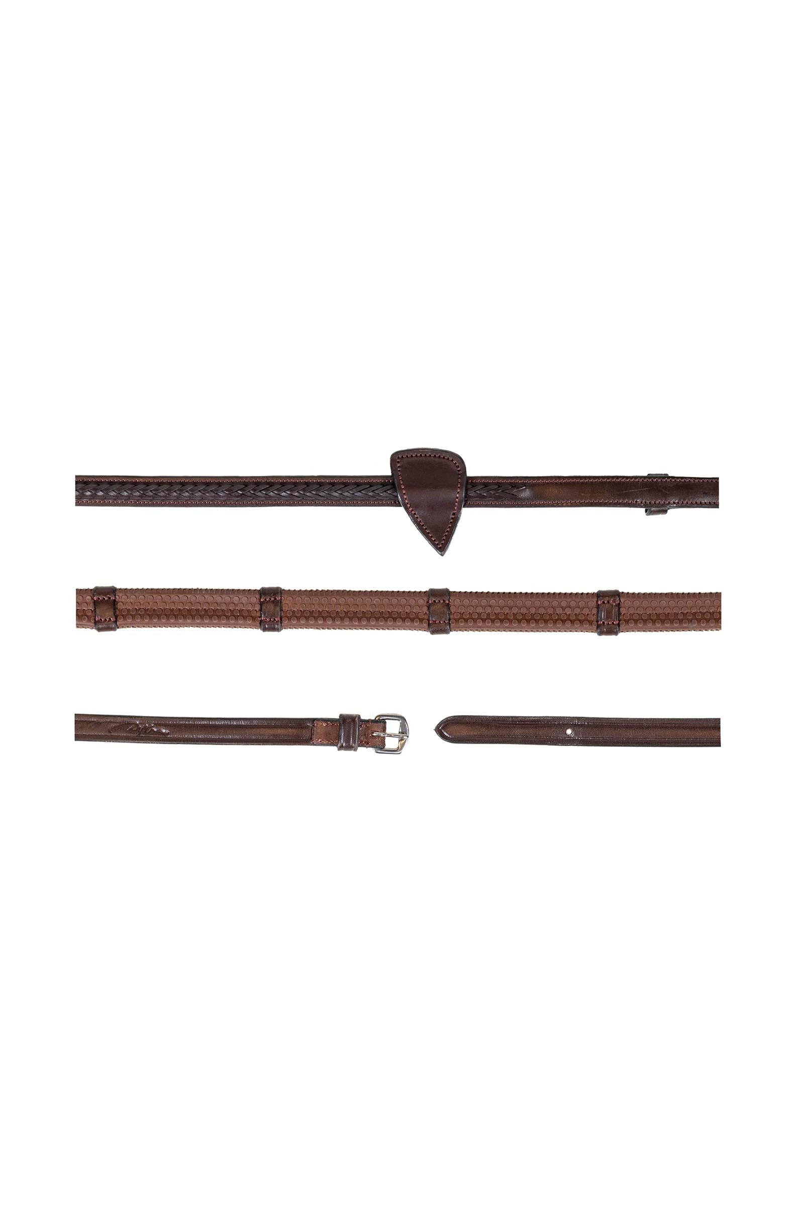 Dy'on New English gumové otěže (13 mm), pletené, se 7 koženými zarážkami Bridles & Reins