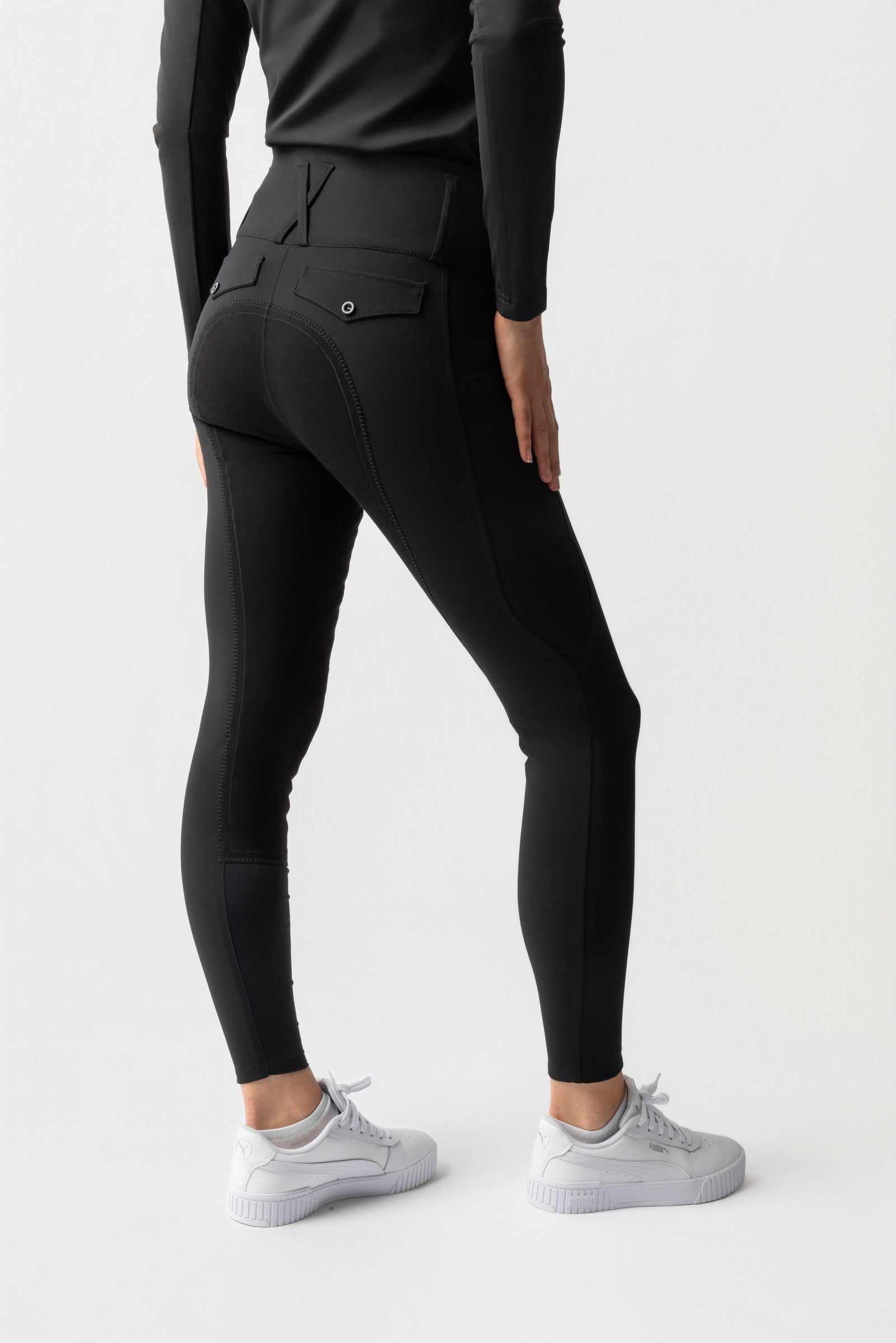 Horze Leonie dámské jezdecké kalhoty s plným sedlem z veganské semišové kůže Womens Breeches