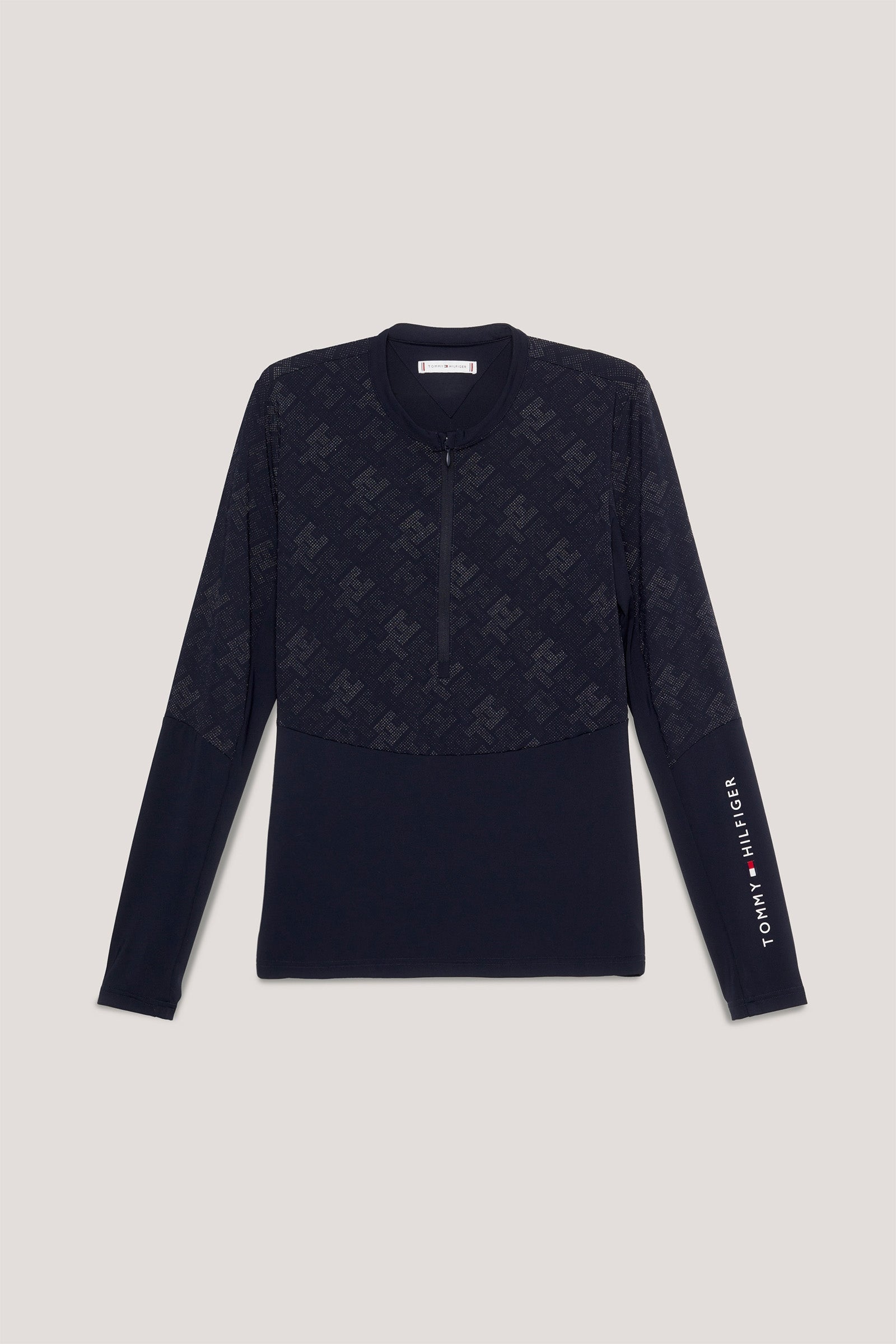 Tommy Hilfiger Equestrian Cologne Reflexní dlouhý rukáv s 1/4 zip Tréninkový top Women’s Riding Clothing