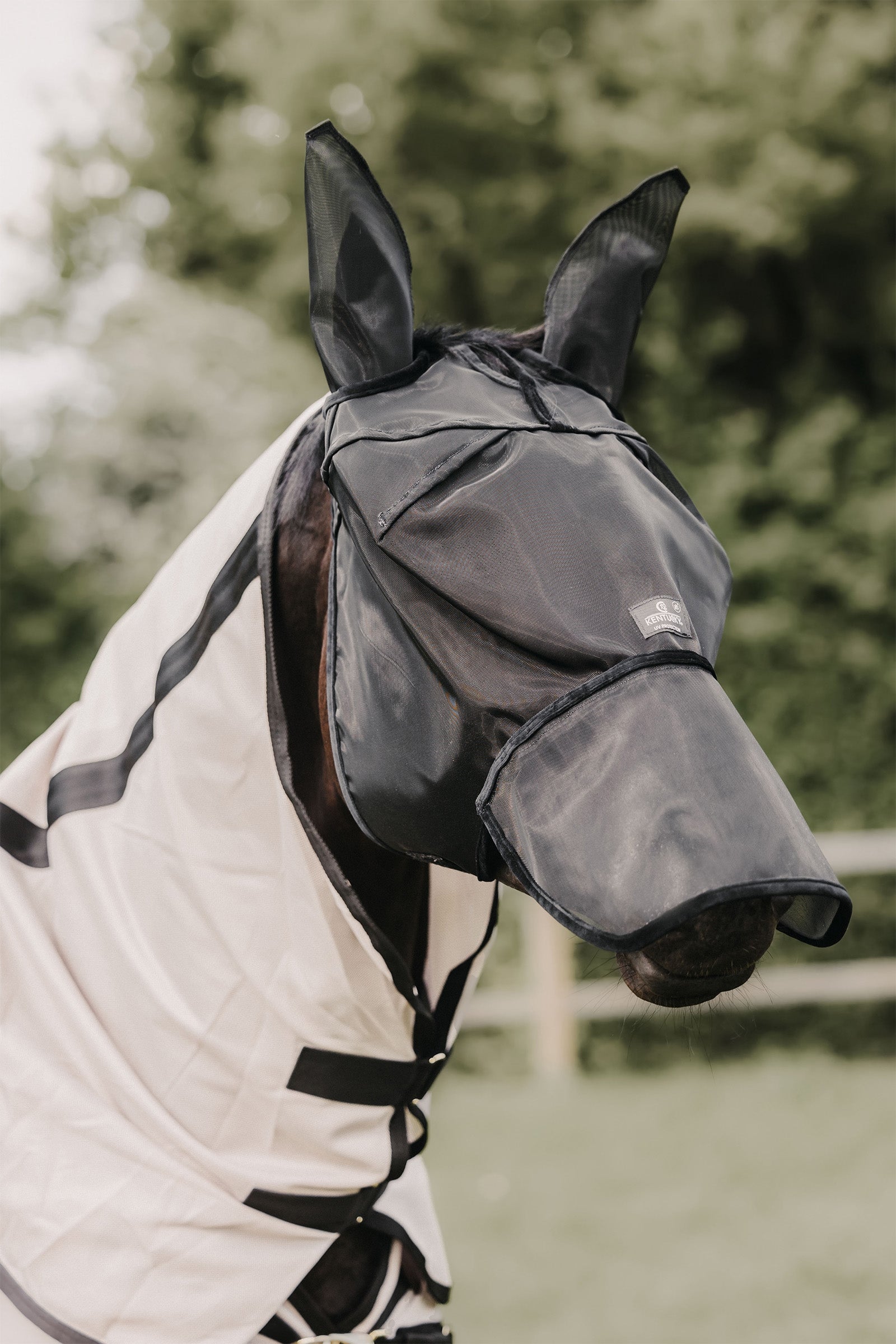 Kentucky Horsewear Fly Mask Classic with Ears and Nose Antifly Protection for Horses