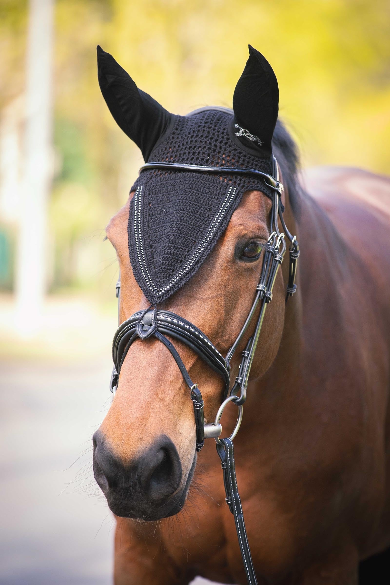 PENELOPE Long Fly Veil With Strass Antifly Protection for Horses