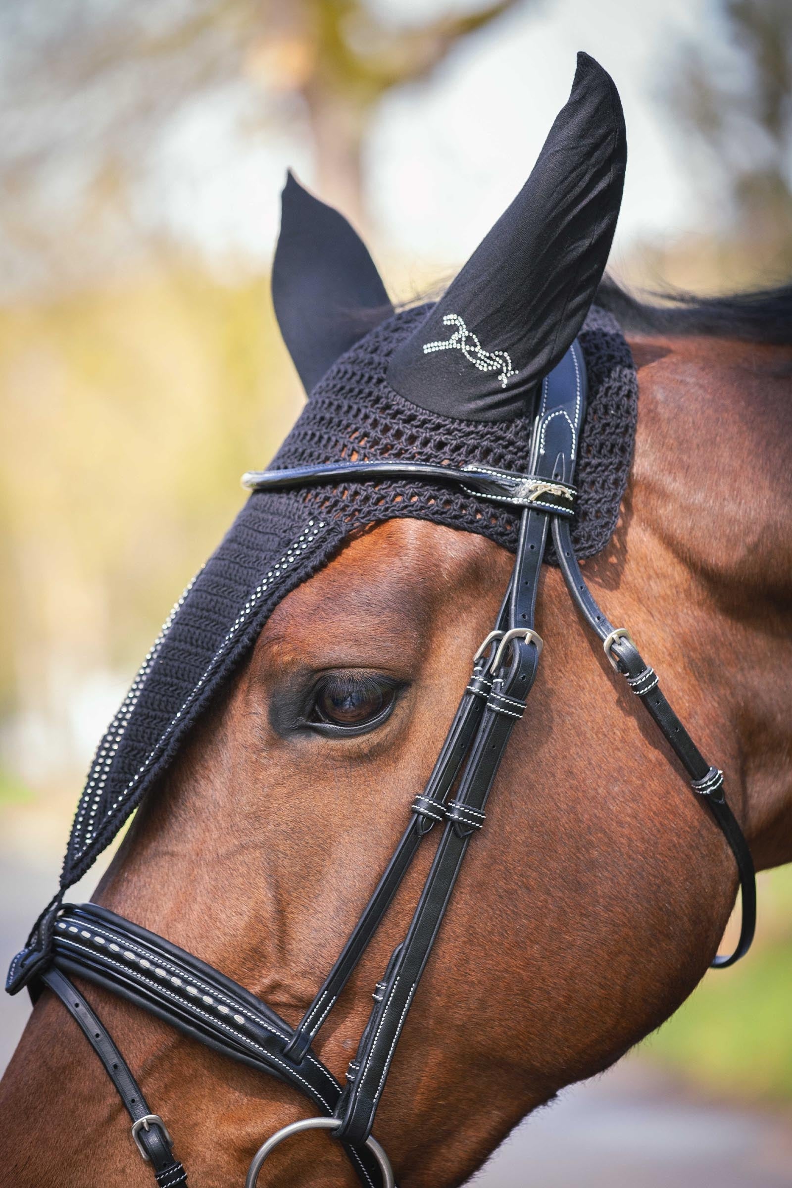 PENELOPE Long Fly Veil With Strass Antifly Protection for Horses