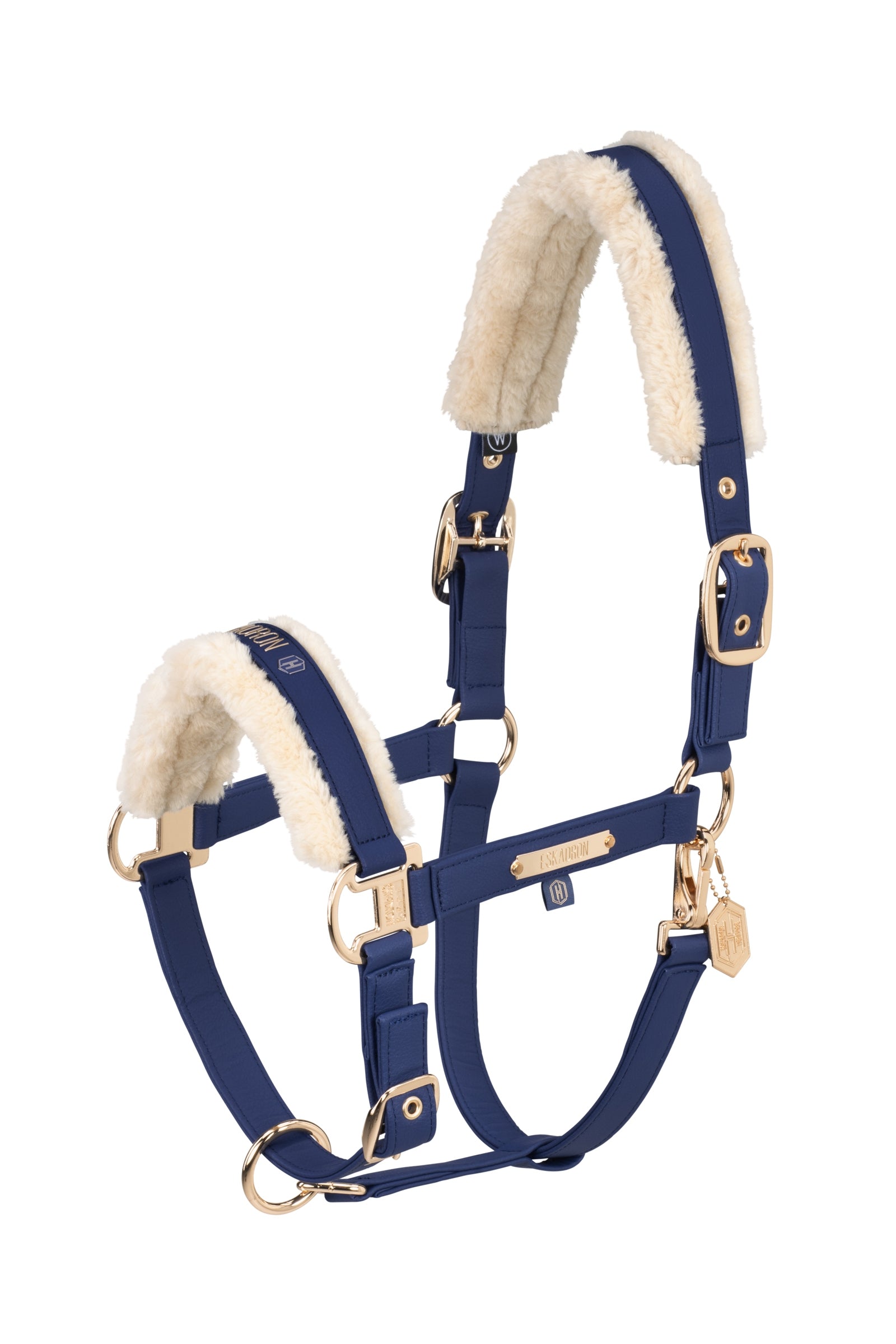 Eskadron Heritage AW24 Obojek na hlavu z umělé kůže Double Pin s umělou kožešinou Halters & Leads