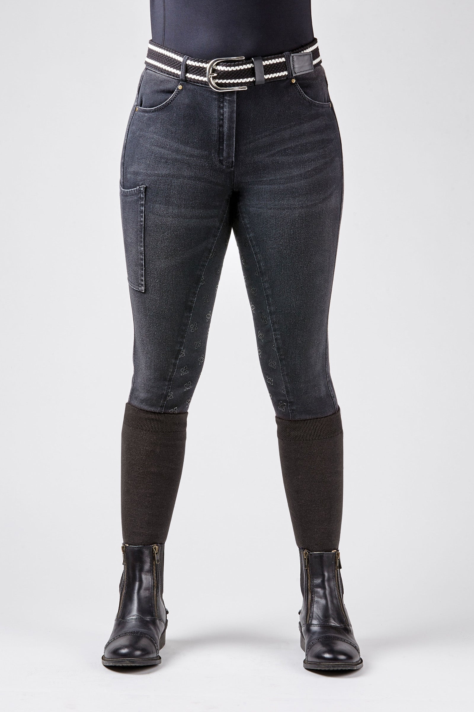 Dublin Shona Women's Full Grip Silicone Print Denim Breeches Womens Breeches