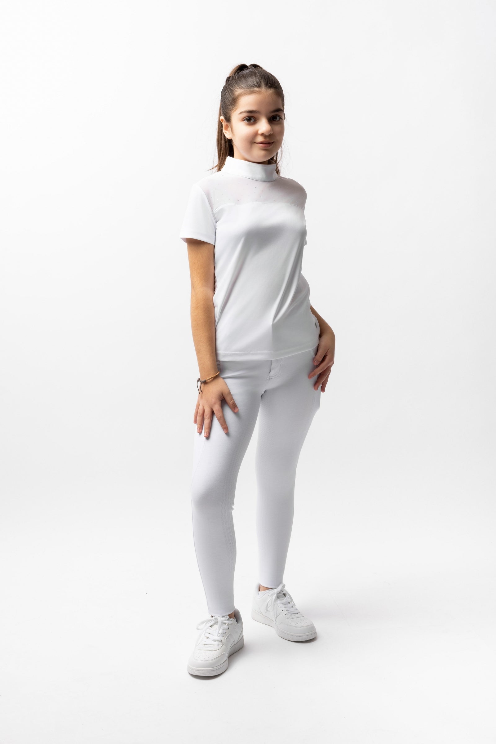 Horze Kaya Dětské závodní tričko s kamínkovým detailem Kids Apparel