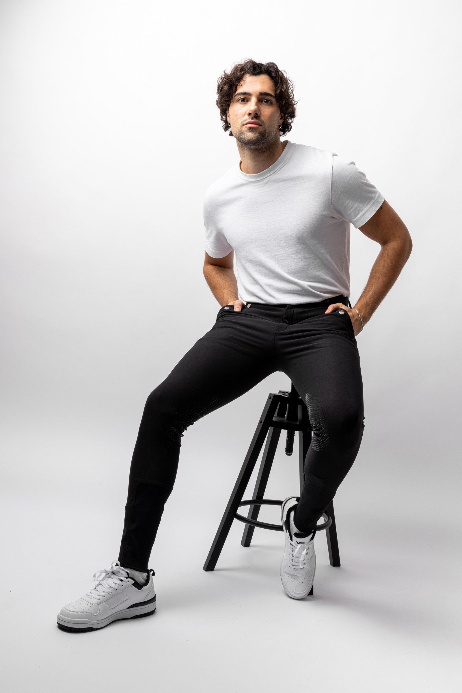 Horze Grand Prix Men's Silicone Knee Patch Breeches UPF 50+ Mens Riding Clothing