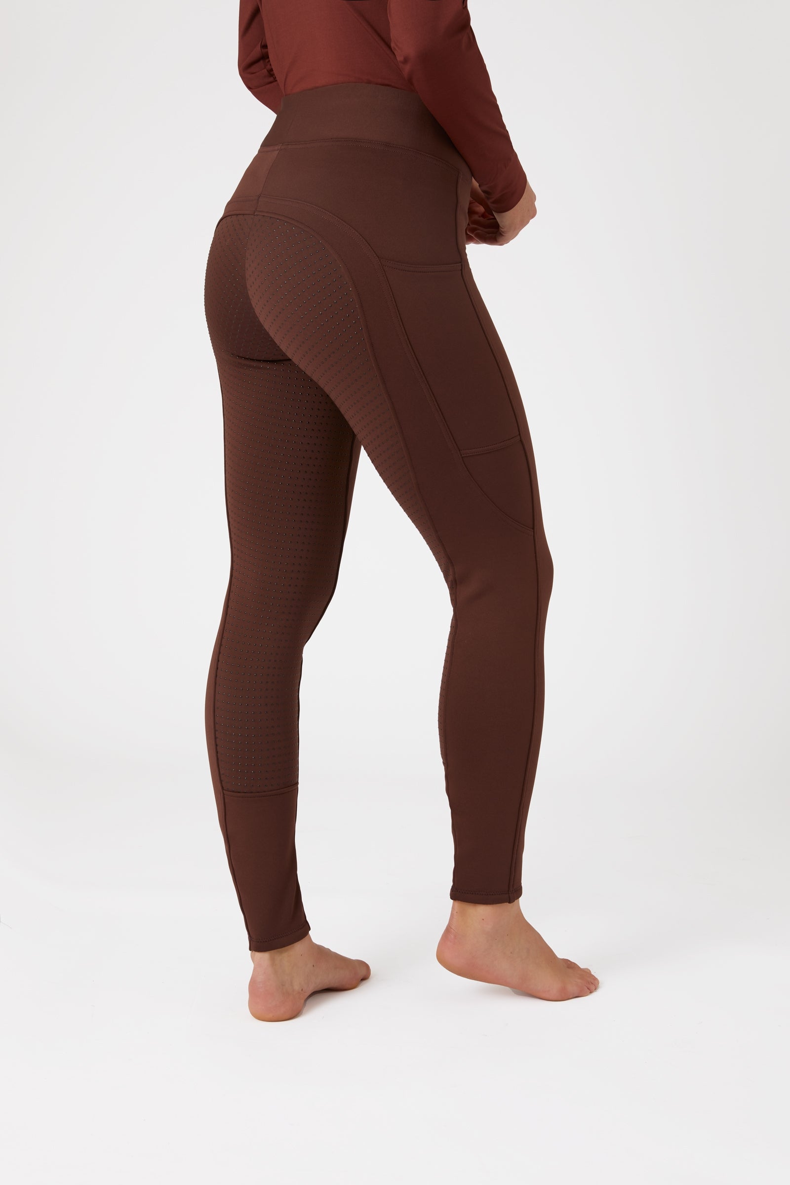 Horze Dámské zimní jezdecké punčochy Active Full Grip s kapsou na telefon Womens Breeches