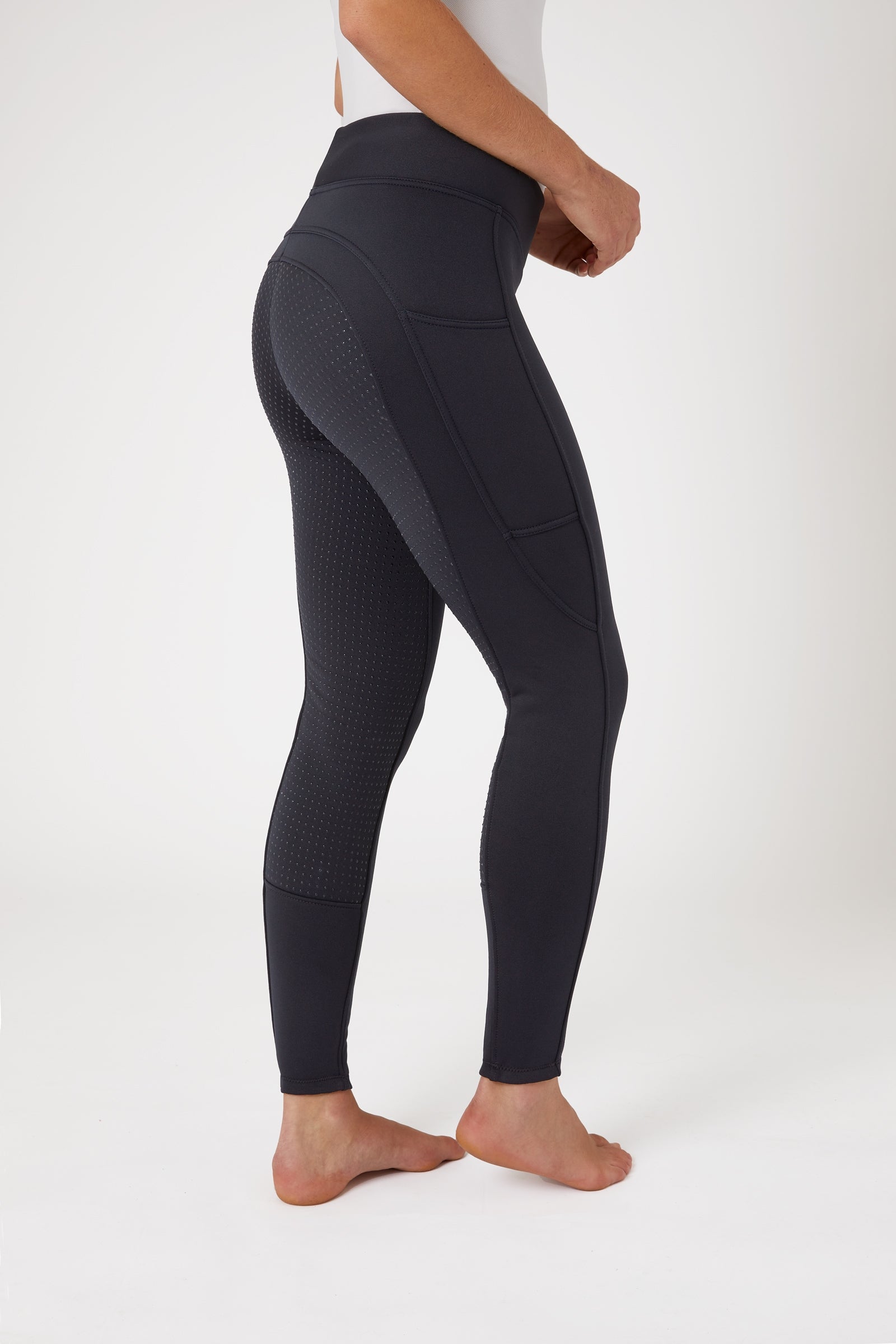 Horze Dámské zimní jezdecké punčochy Active Full Grip s kapsou na telefon Womens Breeches