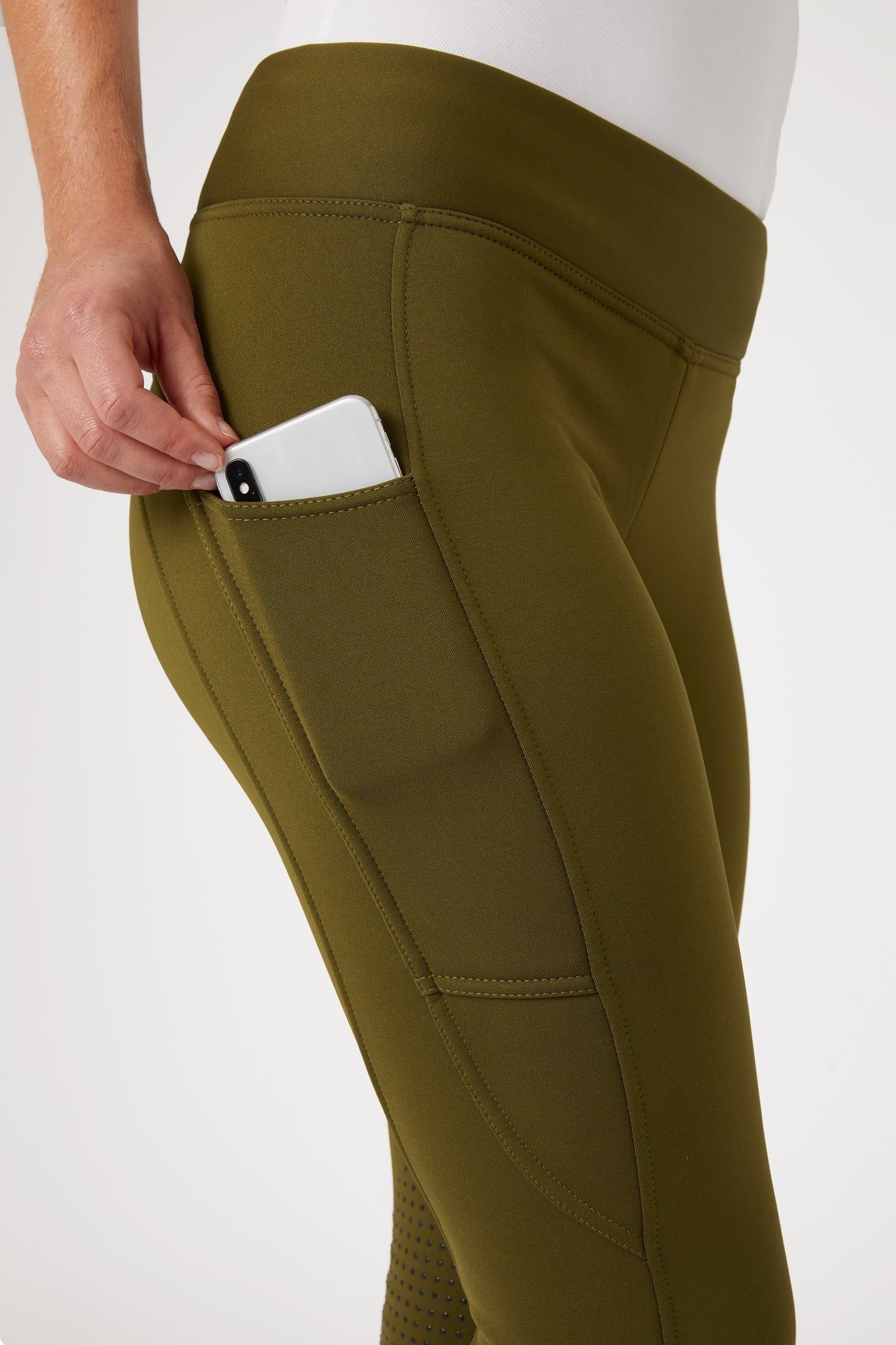 Horze Active Women's Knee Grip Winter Riding Tights with Phone Pocket Womens Breeches
