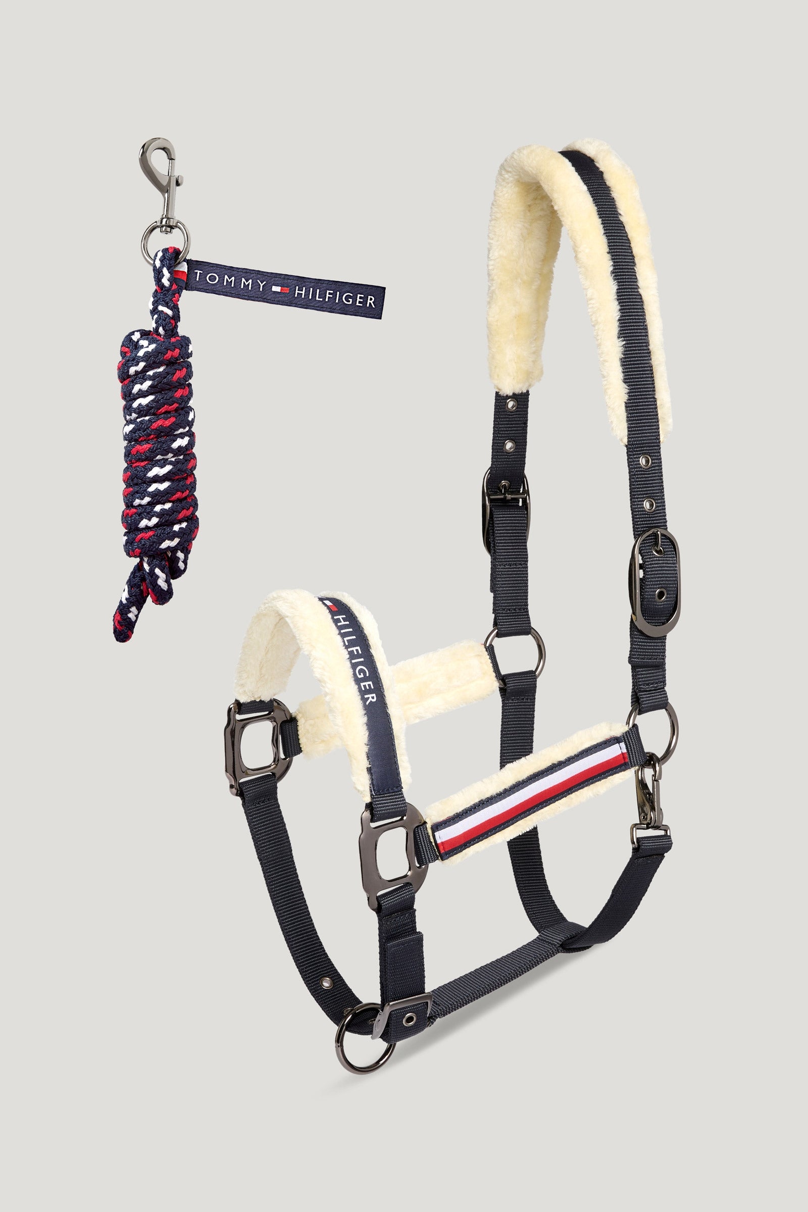 Tommy Hilfiger Equestrian Yale sada ohlávky s umělou kožešinou a vodítkem Halters & Leads