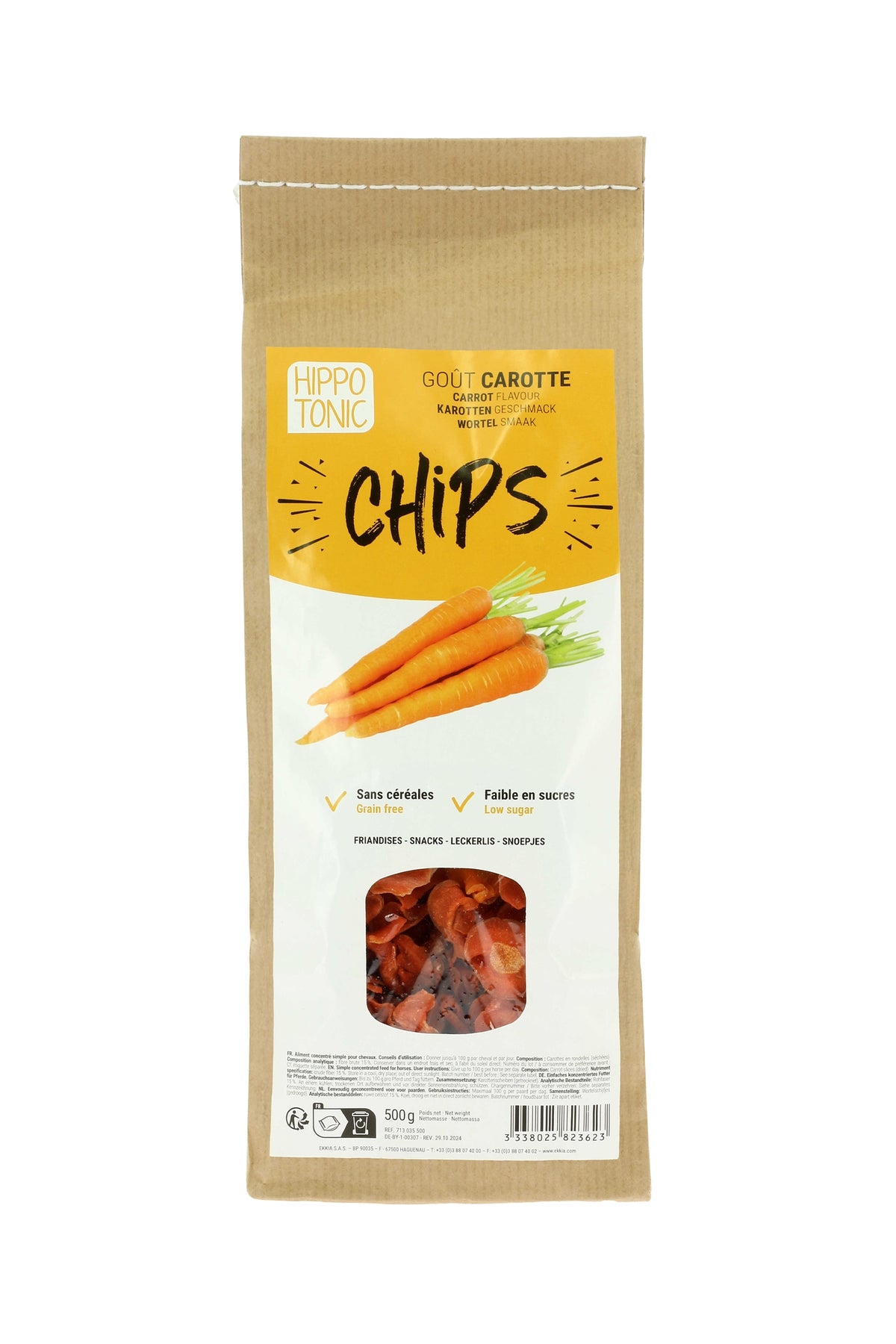 HIPPOTONIC mrkev chipsy pro koně, 500 g Horse Feed & Nutrition