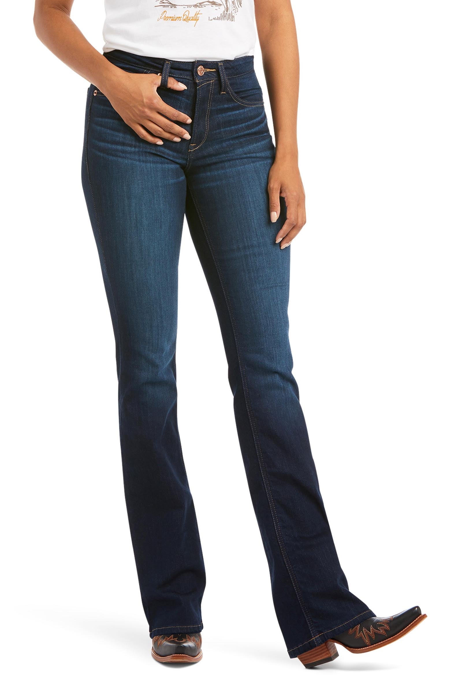 Ariat Real High Rise Ballary Boots Cut Dámské bootcut džíny s vysokým pasem Womens Breeches
