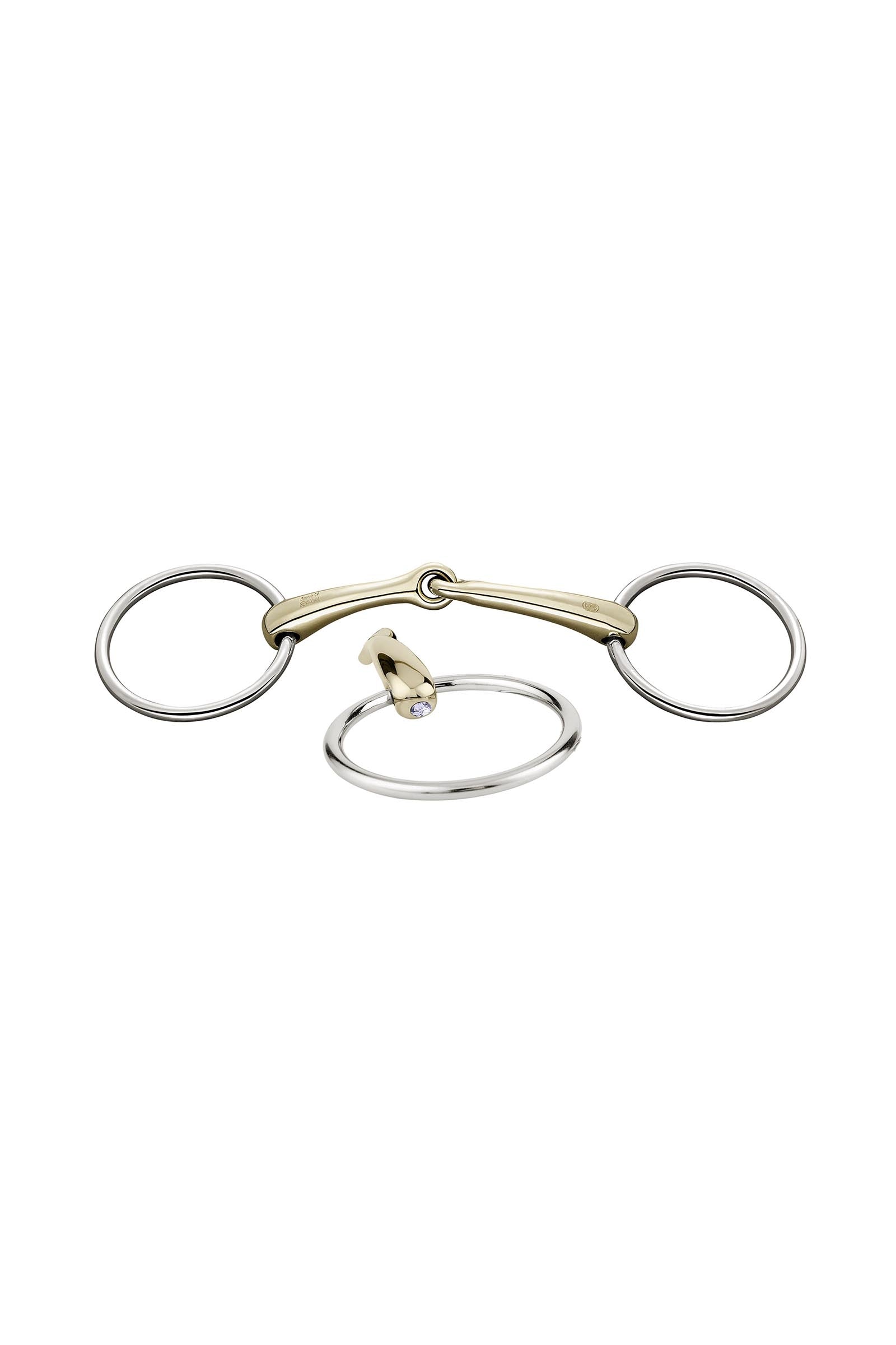 Sprenger Dynamic RS kroužkové udidlo, jednoduše lomené, 16 mm, Sensogan, s krystaly Horse Bits