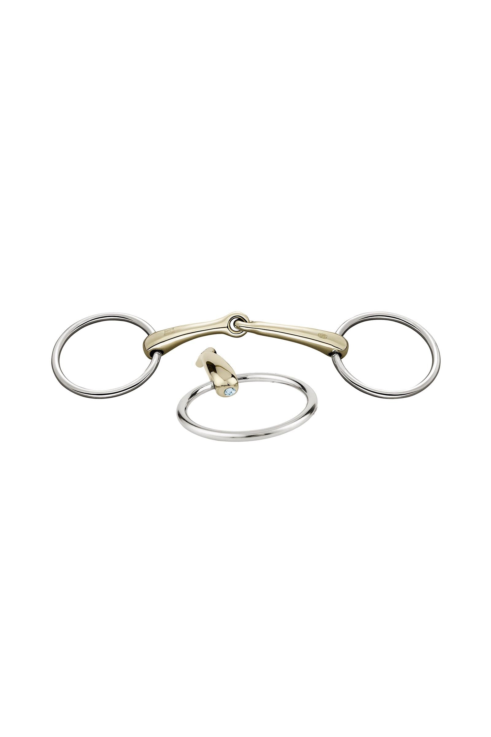 Sprenger Dynamic RS kroužkové udidlo, jednoduše lomené, 16 mm, Sensogan, s krystaly Horse Bits
