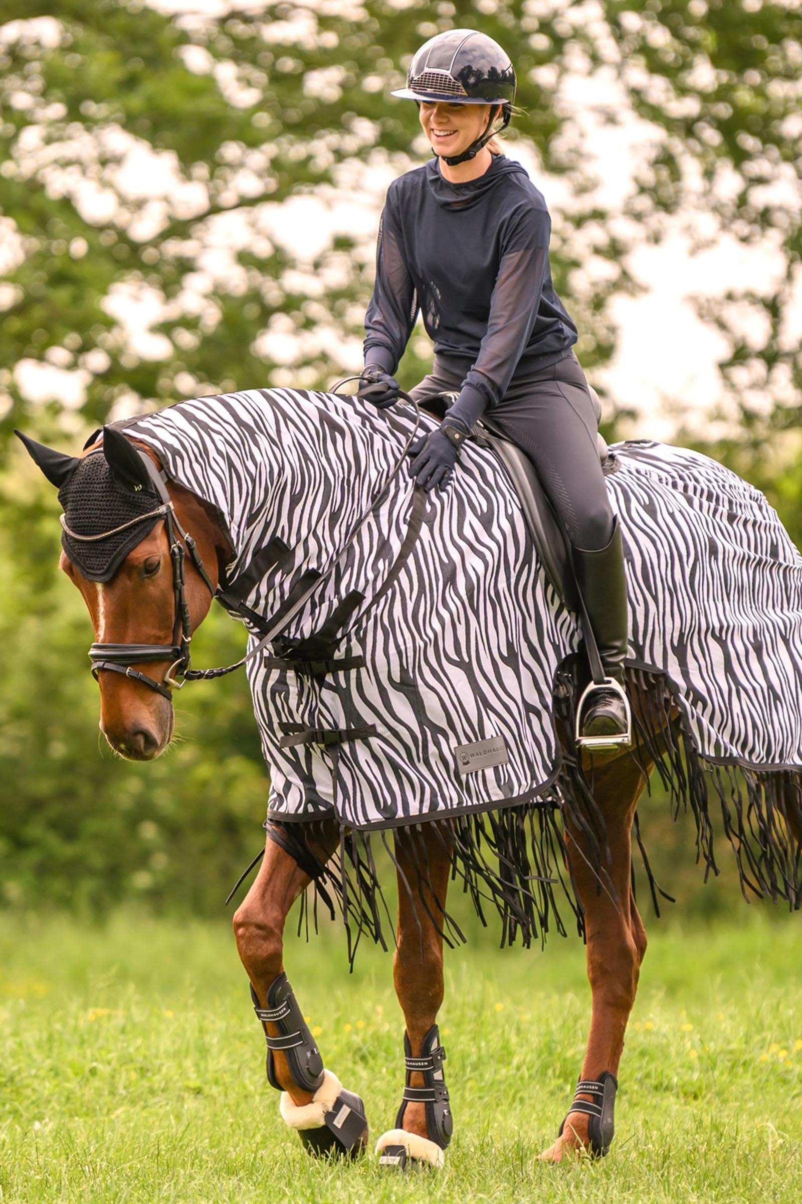 Waldhausen Zebra Fly Sheet With Saddle Cut and Fringes, UV-Protection Horse Rugs