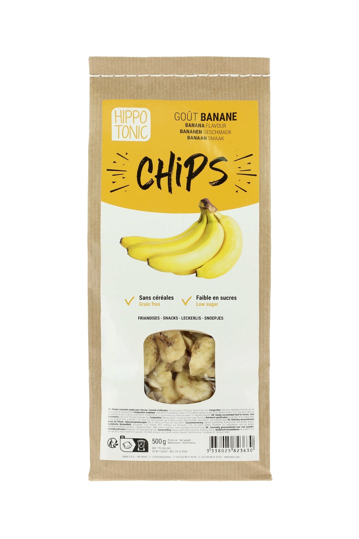 HIPPOTONIC banán chipsy pro koně, 500 g Horse Feed & Nutrition