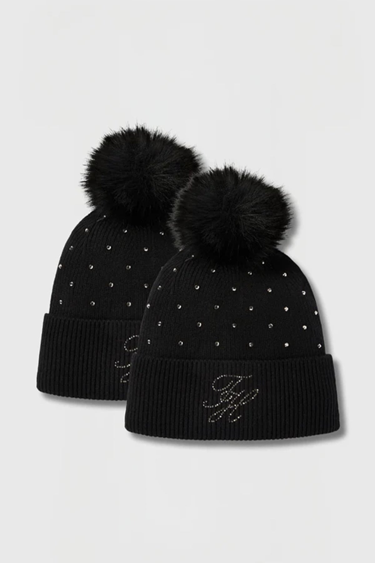 Tommy Hilfiger Equestrian Daly Women Rhinestone Pom Pom Beanie (Set of 2) Accessories