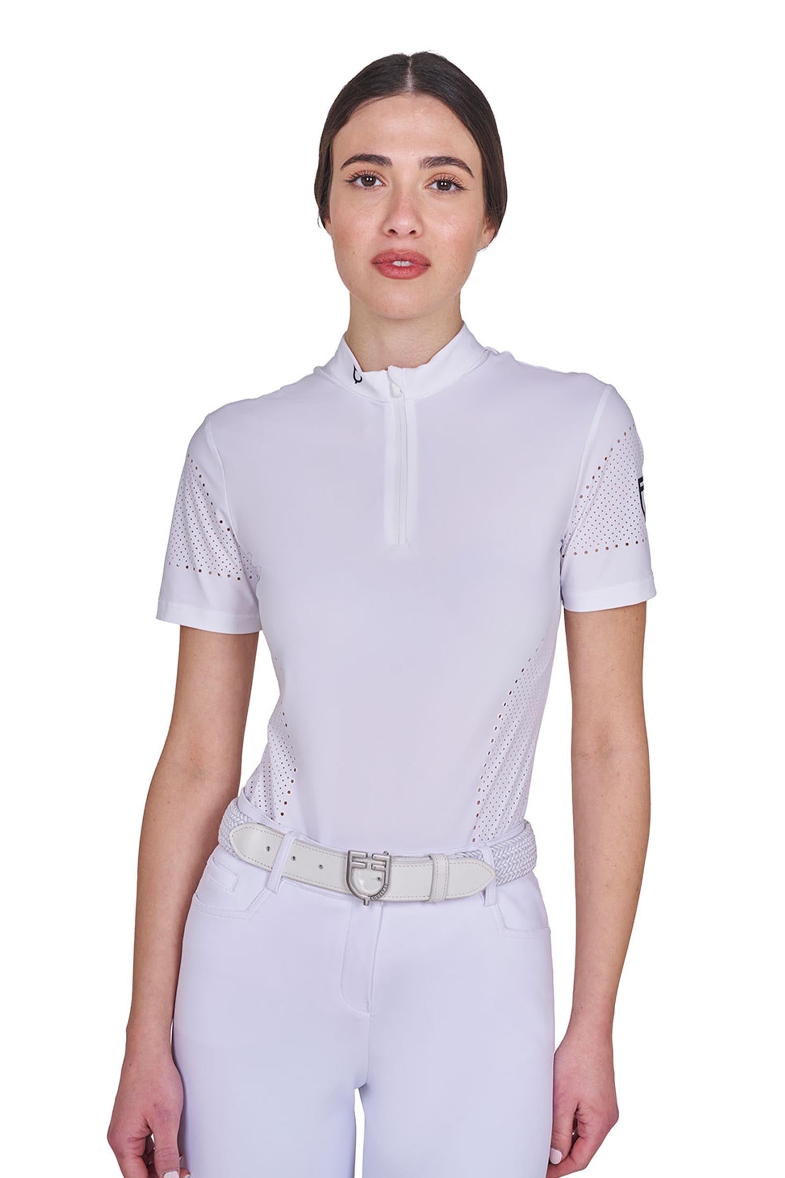 Equestro SS2026 Dámské Perforované tréninkové polo tričko krátký rukáv zip Women’s Riding Clothing