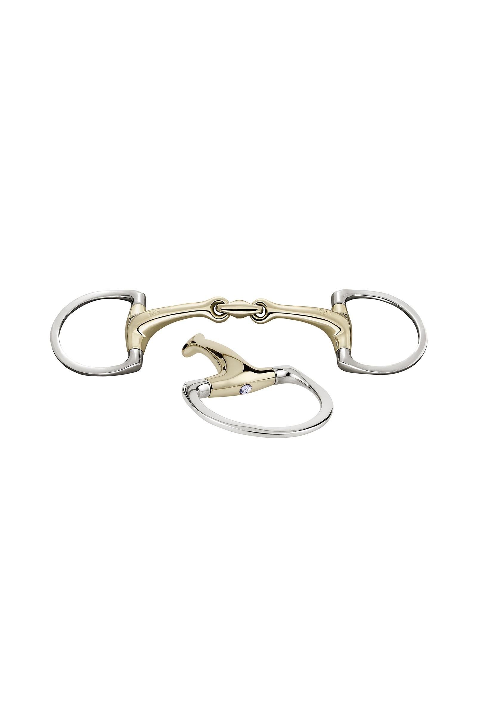 Sprenger Dynamic RS olivové udidlo D kroužky, dvakrát lomené, 16 mm, Sensogan, s krystaly Horse Bits