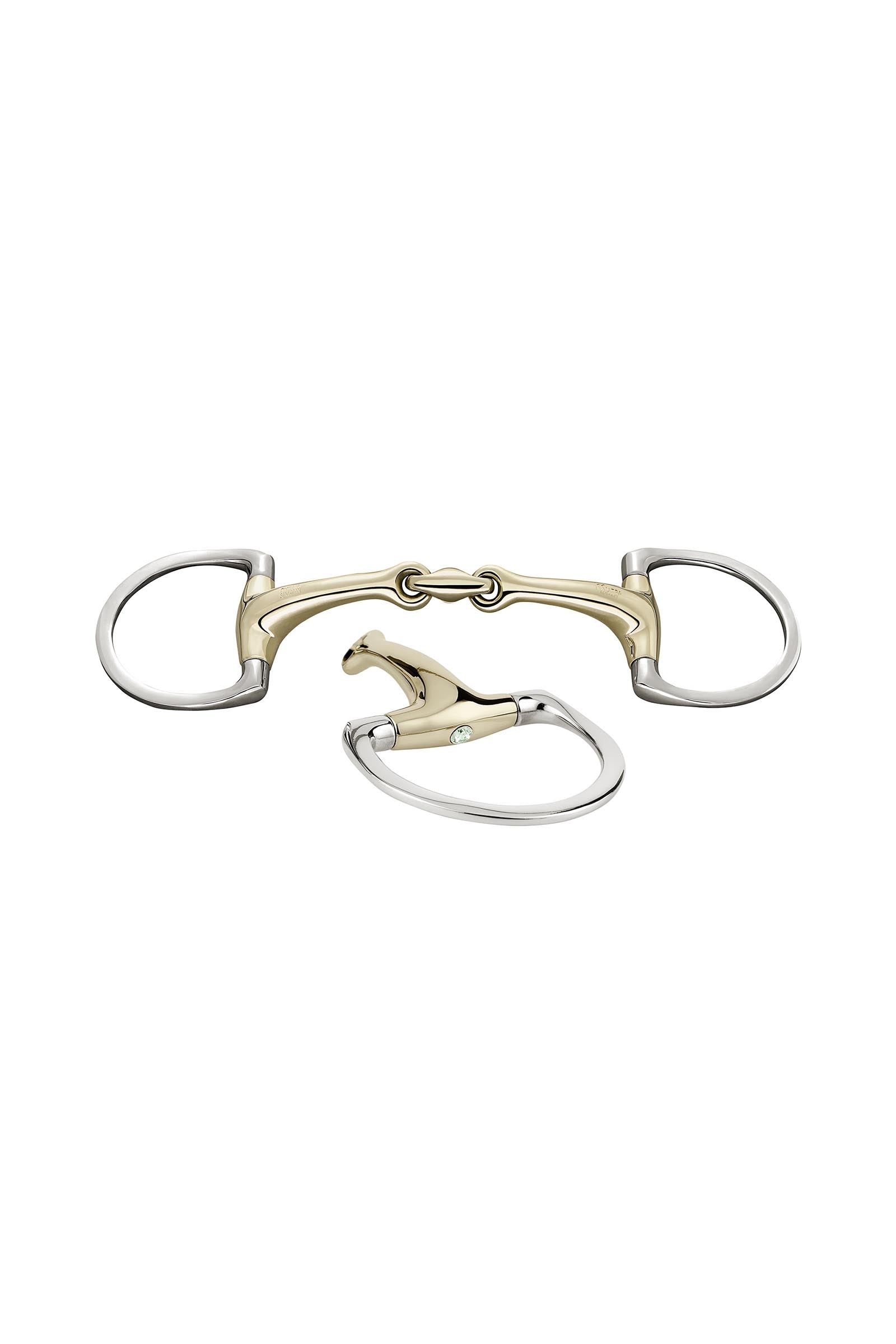 Sprenger Dynamic RS olivové udidlo D kroužky, dvakrát lomené, 16 mm, Sensogan, s krystaly Horse Bits