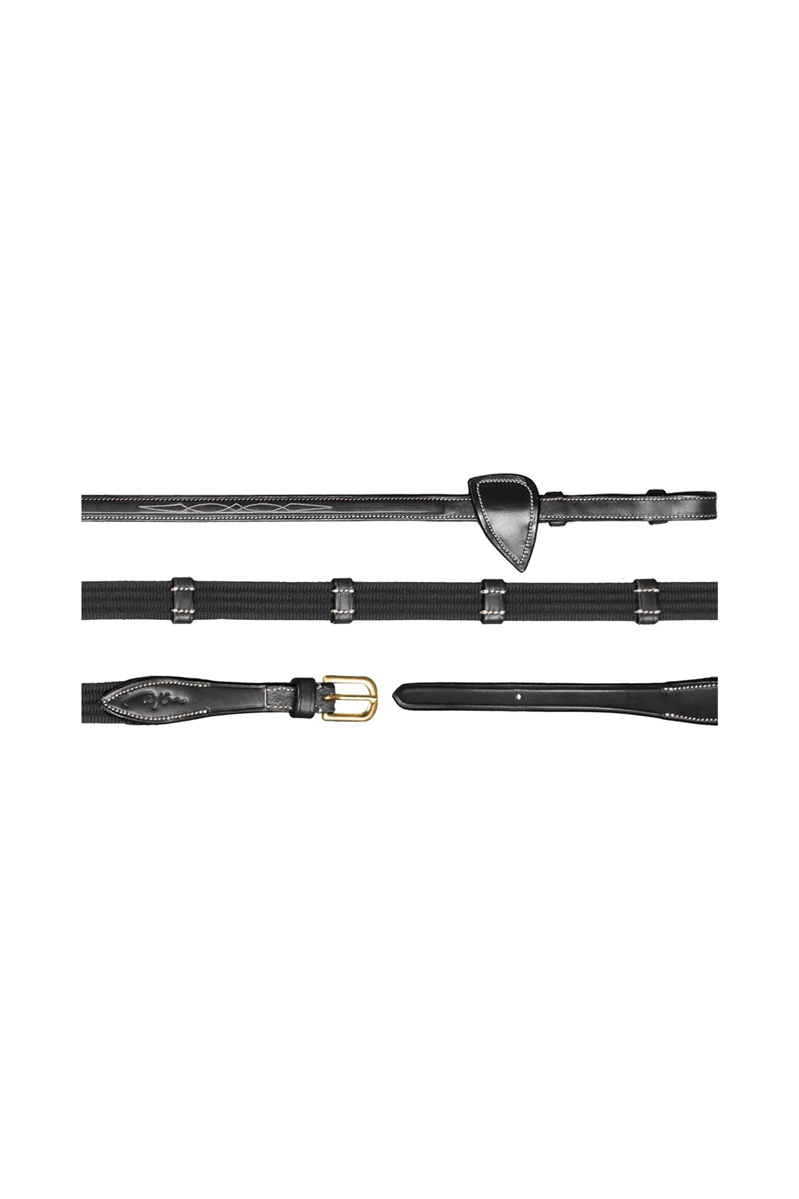 Dy'on D Collection tkané otěže (16 mm) s 9 koženými zarážkami Bridles & Reins
