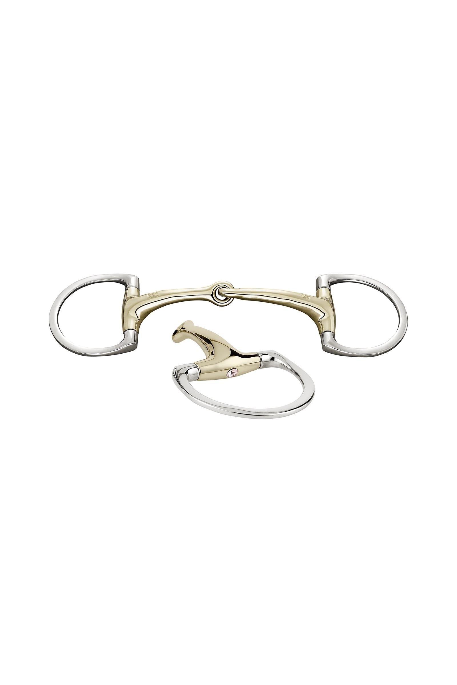 Sprenger Dynamic RS olivové udidlo D kroužky, jednoduše lomené, 16 mm, Sensogan, s krystaly Horse Bits