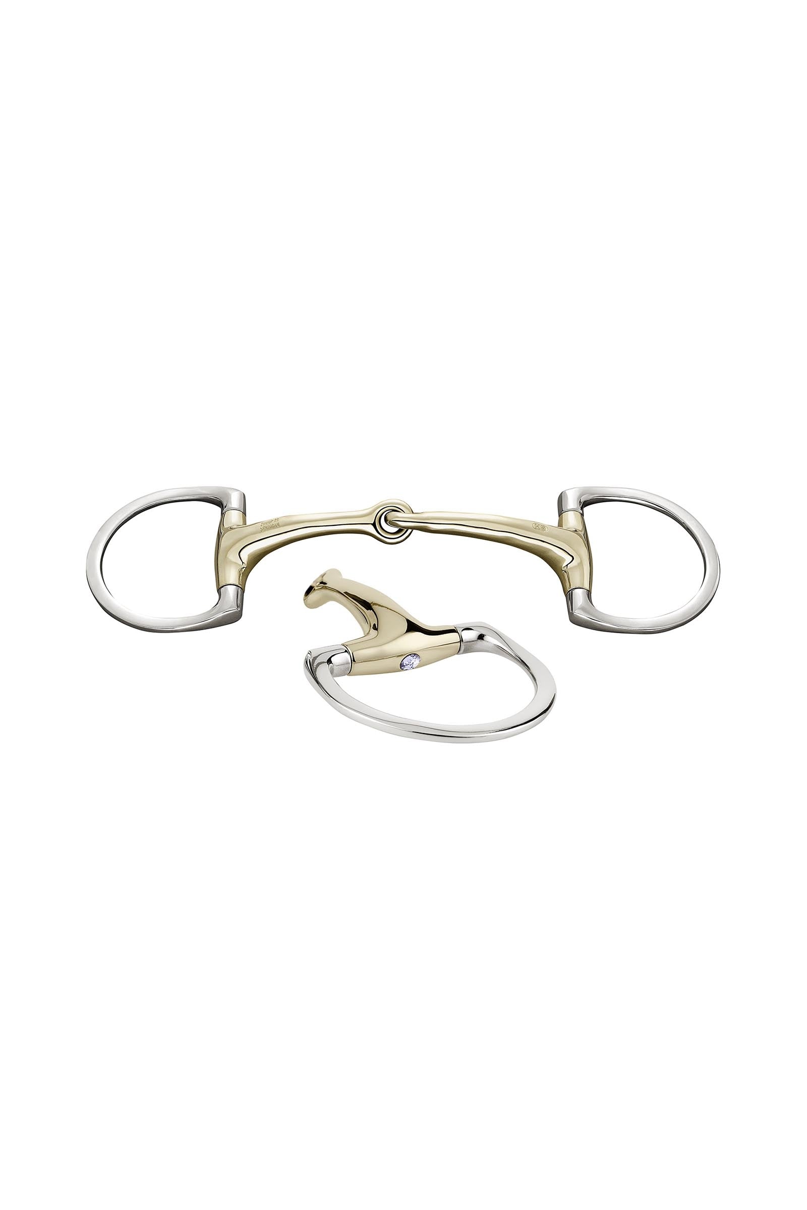 Sprenger Dynamic RS olivové udidlo D kroužky, jednoduše lomené, 16 mm, Sensogan, s krystaly Horse Bits