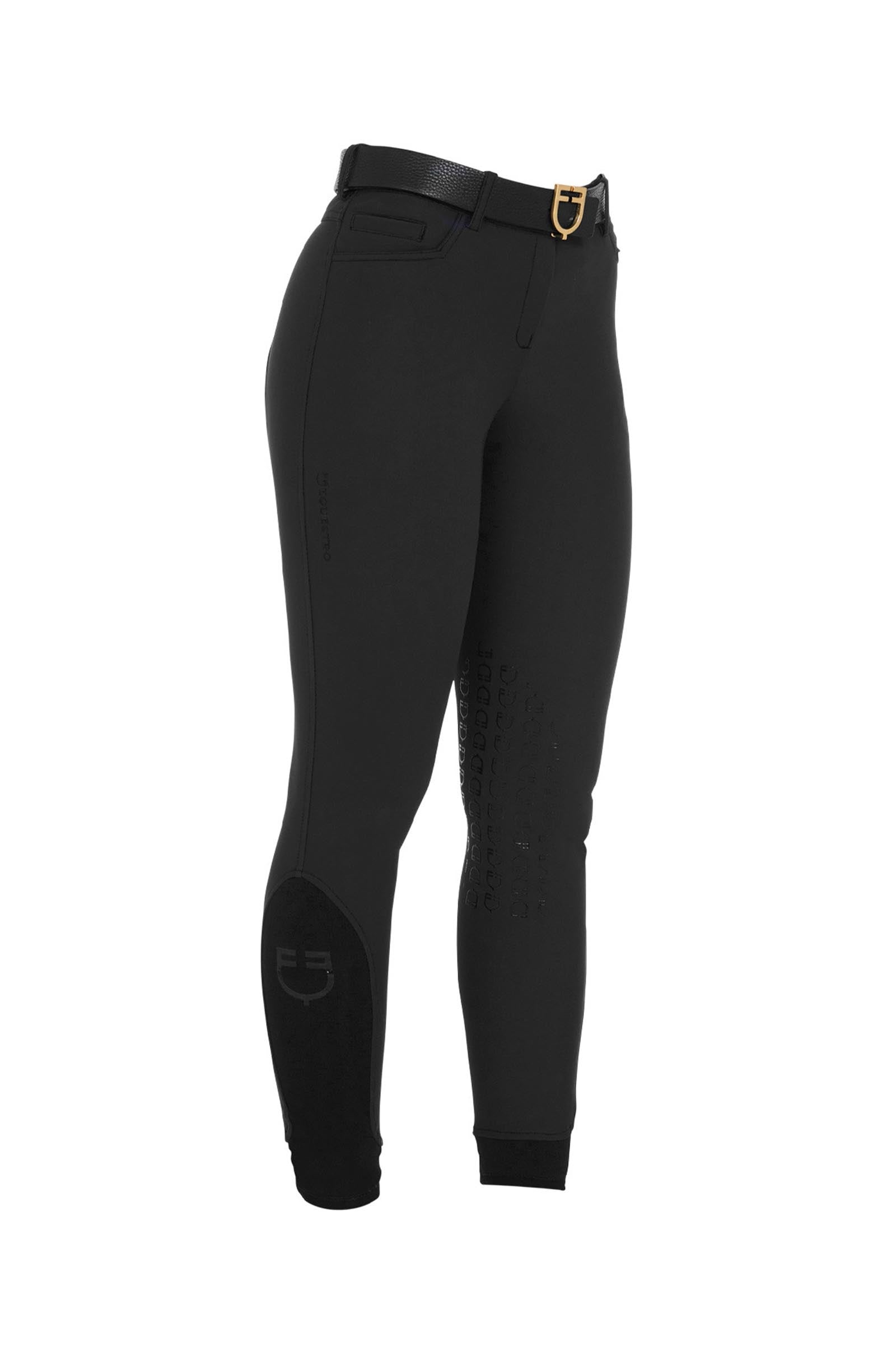 Equestro Women's Slim Fit Knee Grip Breeches With Logo Womens Breeches